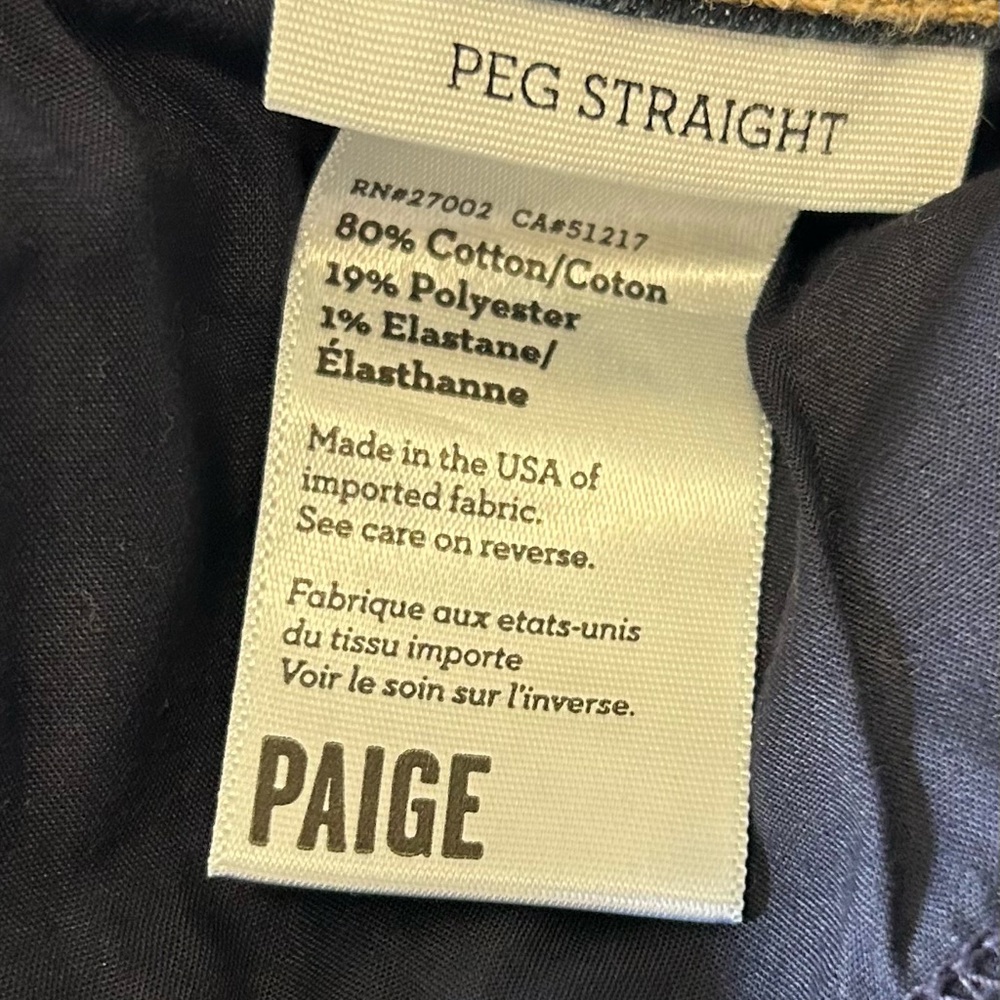 PAIGE Blue Denim Peg Straight Jeans Size 32 - Picture 6 of 7